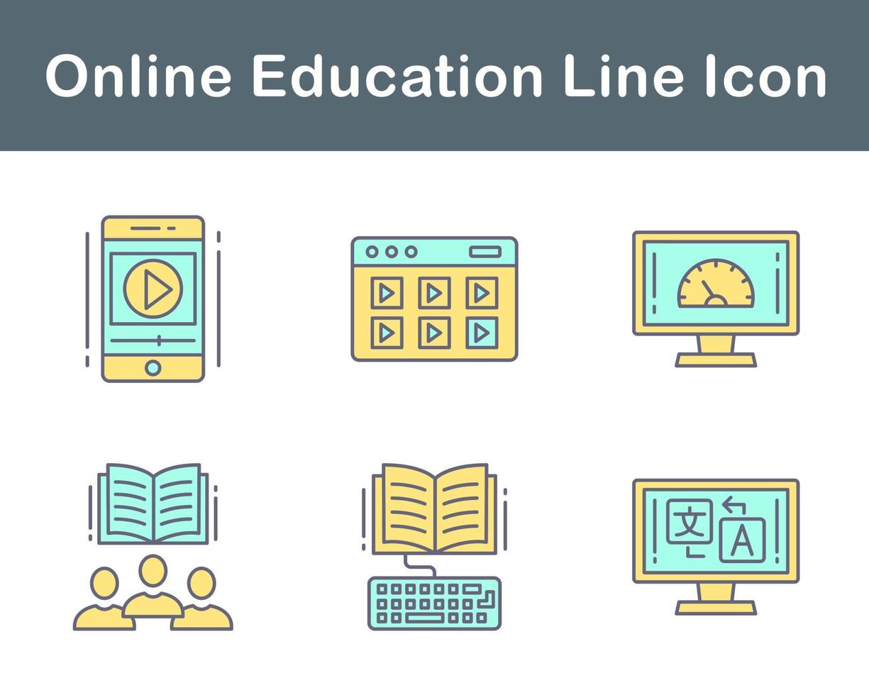 jeu d'icônes vectorielles de l'éducation en ligne vecteur