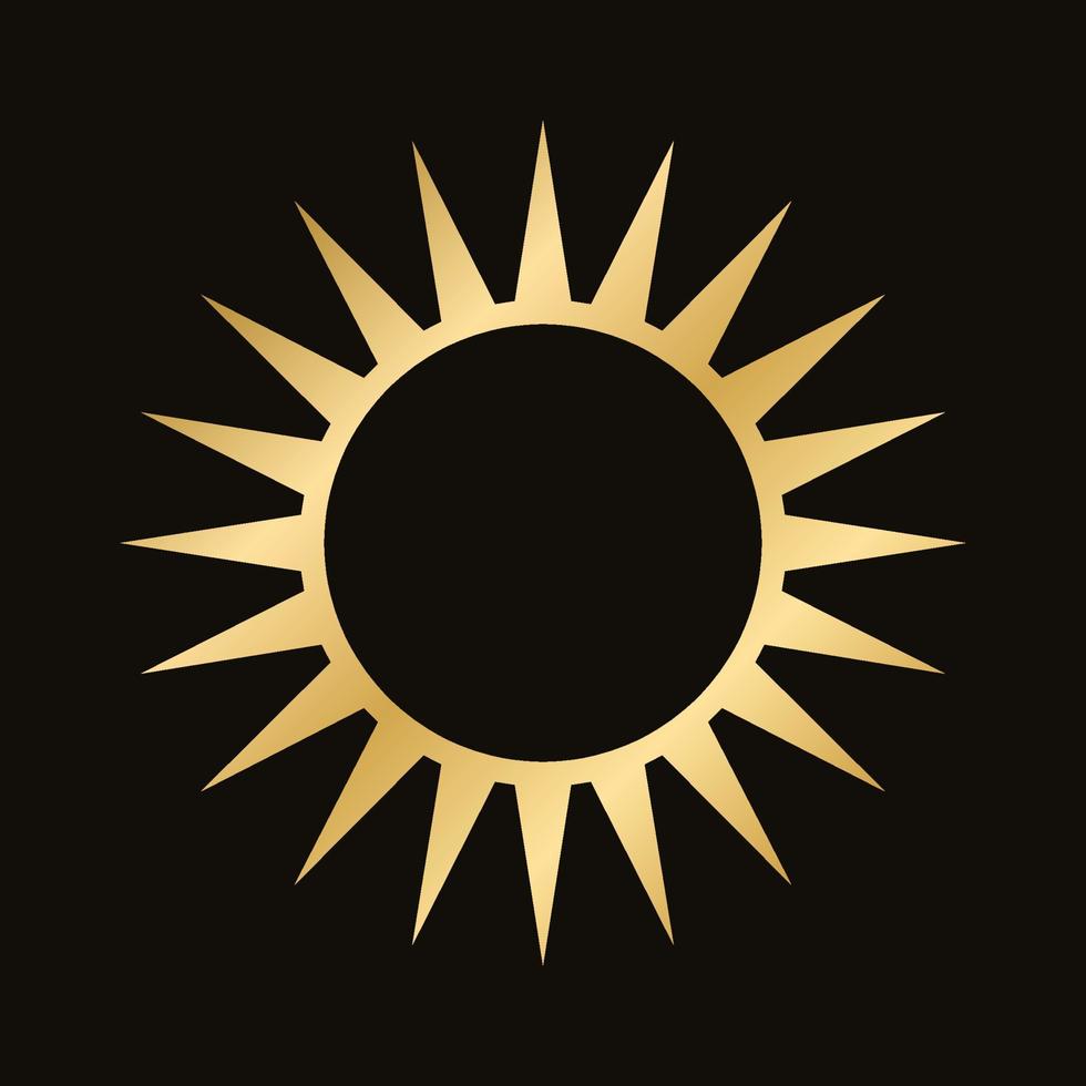 d'or céleste Soleil icône logo Cadre. Facile moderne abstrait conception pour modèles, impressions, la toile, social médias des postes vecteur