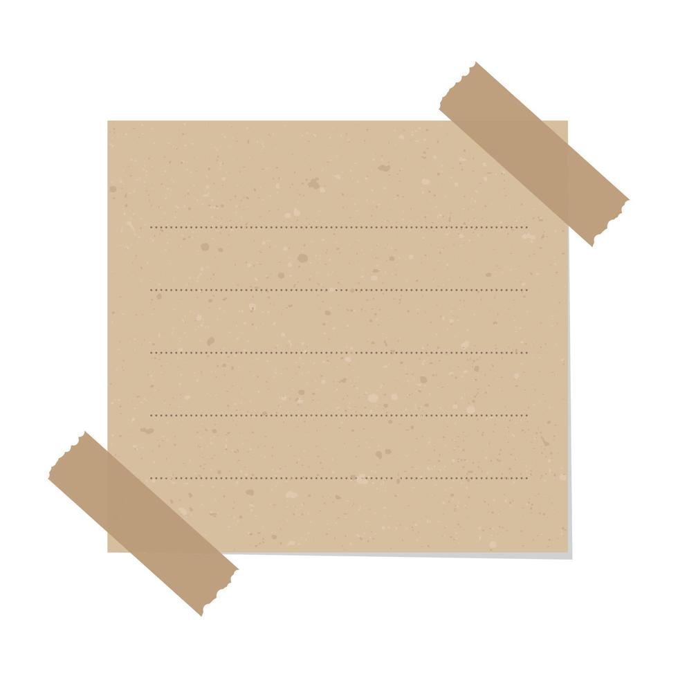 esthétique ancien marron papier note. recyclé note papier avec adhésif enregistrer. vecteur