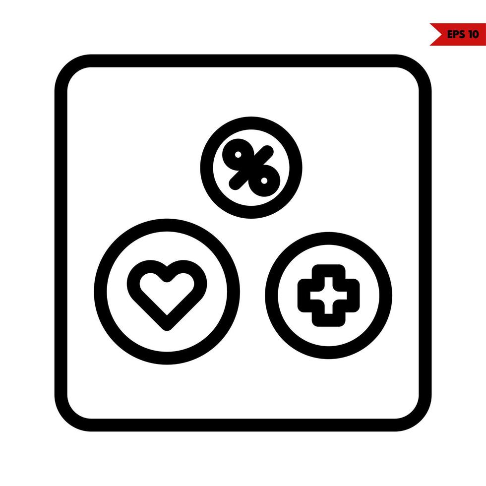 cœur, médicament avec vente dans bouton avec dans Cadre ligne icône vecteur