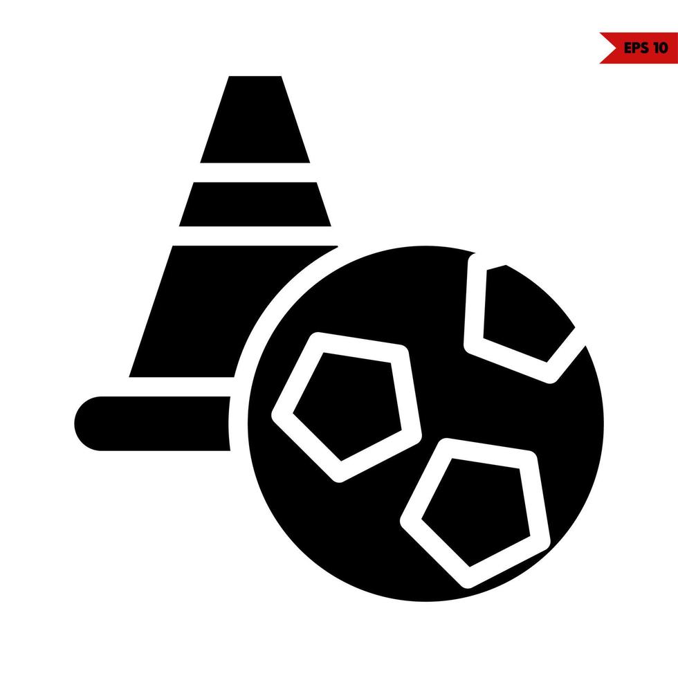 circulation cône avec Balle Football glyphe icône vecteur