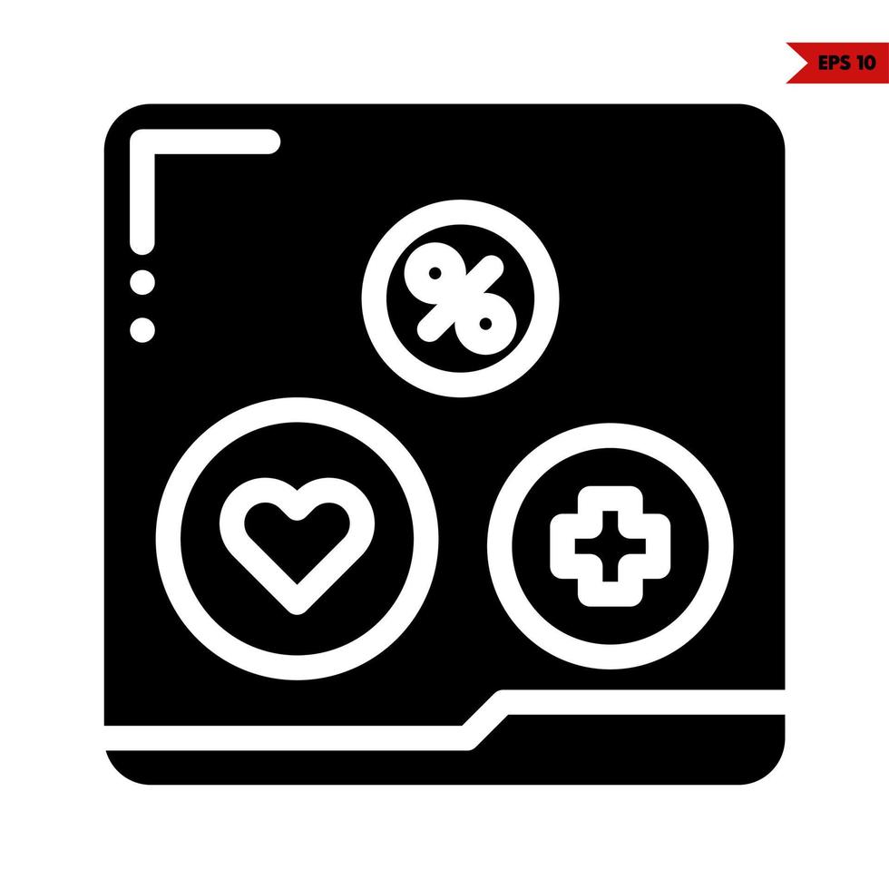cœur, médicament avec vente dans bouton et dans Cadre glyphe icône vecteur