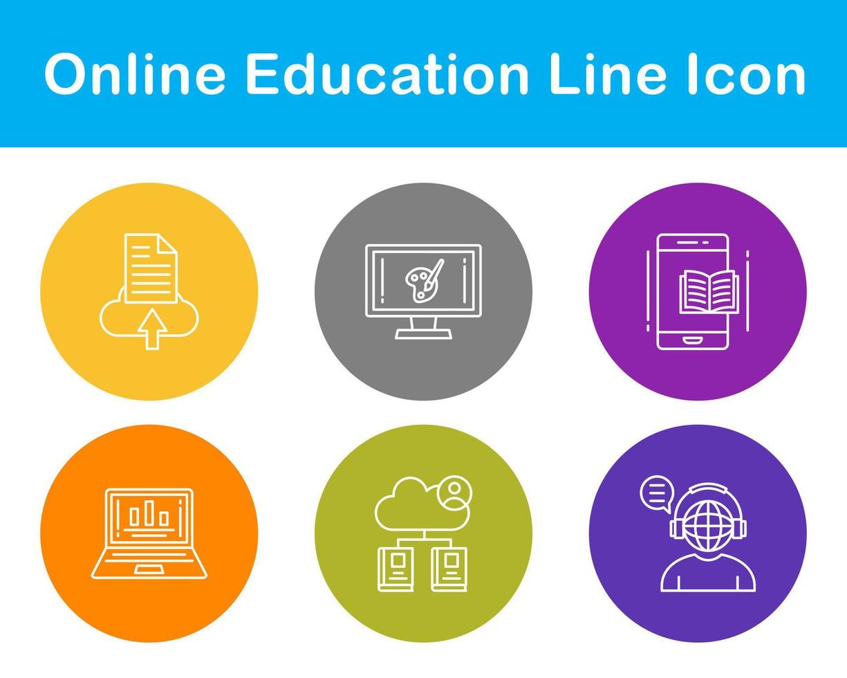 jeu d'icônes vectorielles de l'éducation en ligne vecteur