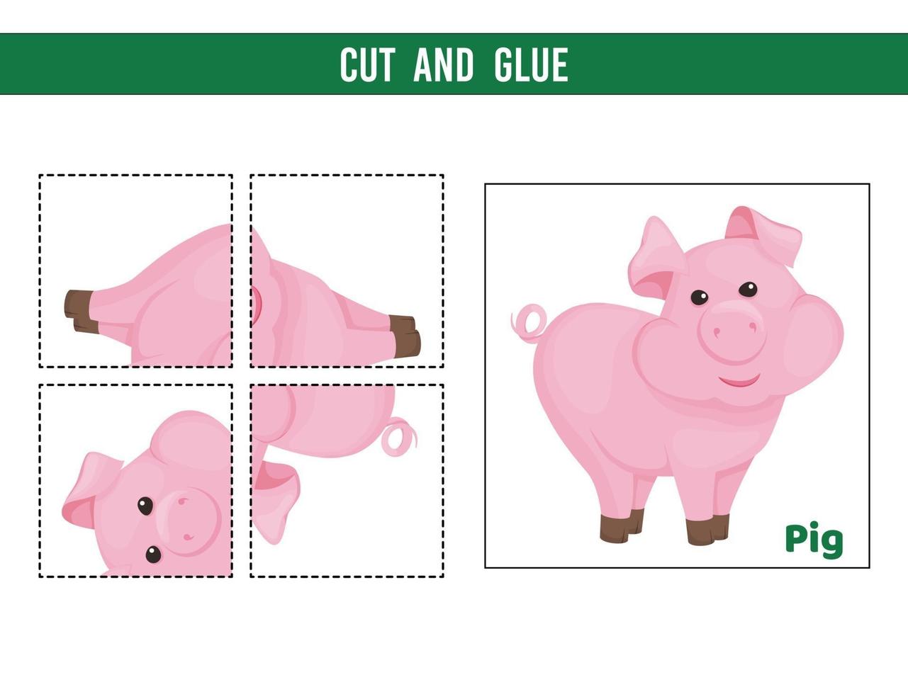 couper et coller la feuille de calcul. jeu pour les enfants. feuille de travail sur le développement de l'éducation vecteur