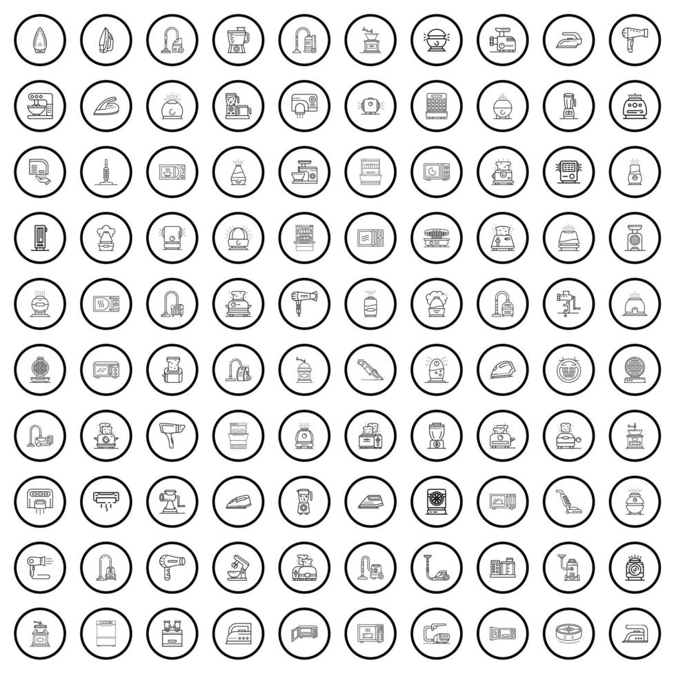 Ensemble de 100 icônes de maison, style de contour vecteur