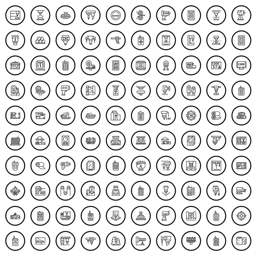 Ensemble de 100 icônes d'ingénierie, style de contour vecteur