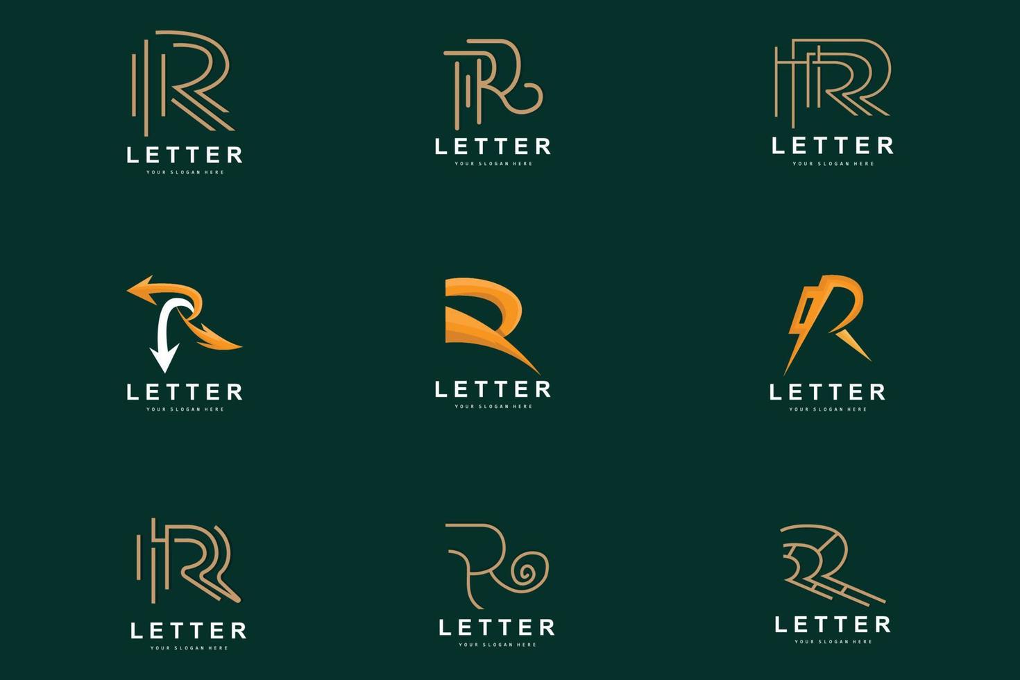 logo de lettre r, symbole de l'alphabet vectoriel, conception de logos de marque avec lettre initiale vecteur