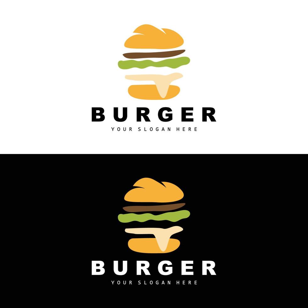 Burger logo, vite nourriture conception, pain et des légumes vecteur, vite nourriture restaurant marque icône illustration vecteur