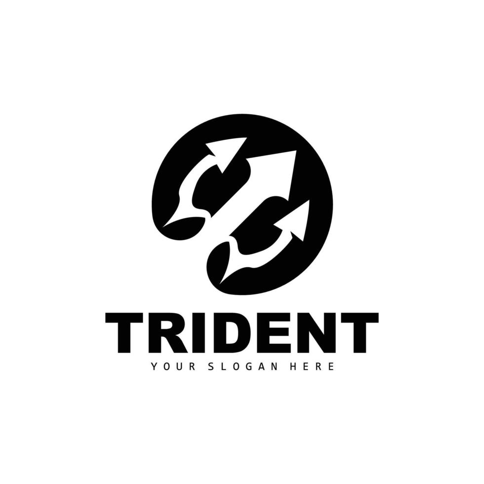 trident logo, vecteur la magie lance de poseidon Neptune, triton Roi conception, modèle icône marque illustration