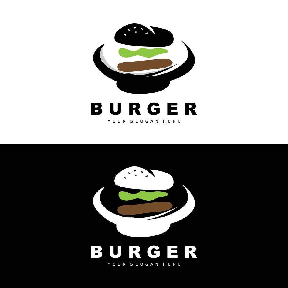 Burger logo, vite nourriture conception, pain et des légumes vecteur, vite nourriture restaurant marque icône illustration vecteur