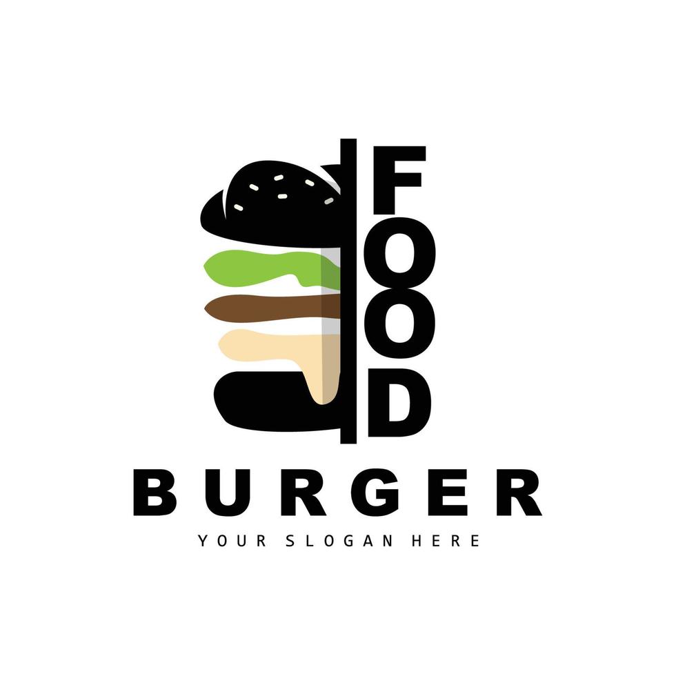 Burger logo, vite nourriture conception, pain et des légumes vecteur, vite nourriture restaurant marque icône illustration vecteur