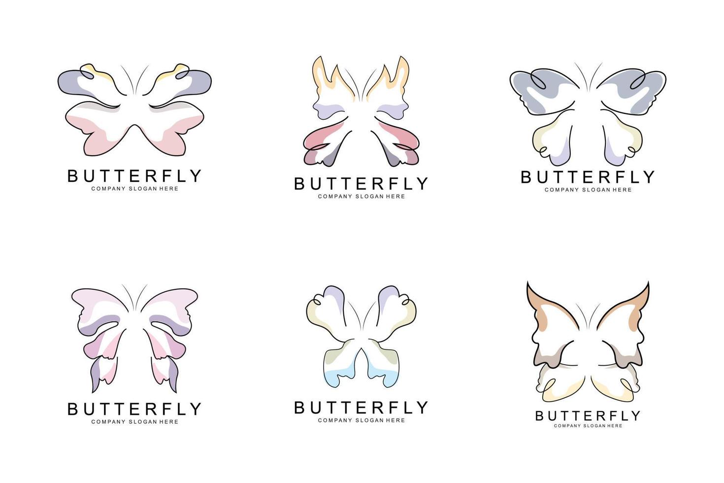 création de logo papillon, bel animal volant, illustration d'icône de marque d'entreprise, sérigraphie, salon vecteur
