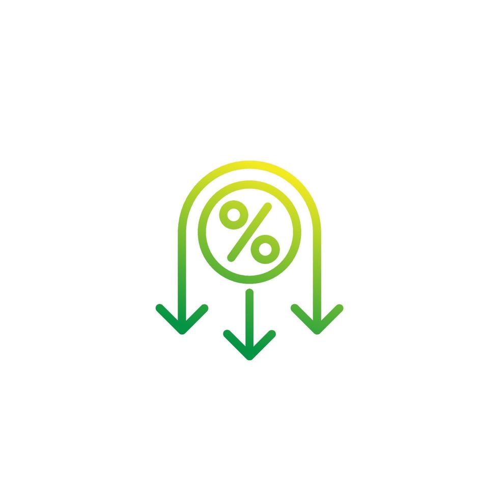 icône de taux réduit, ligne vecteur