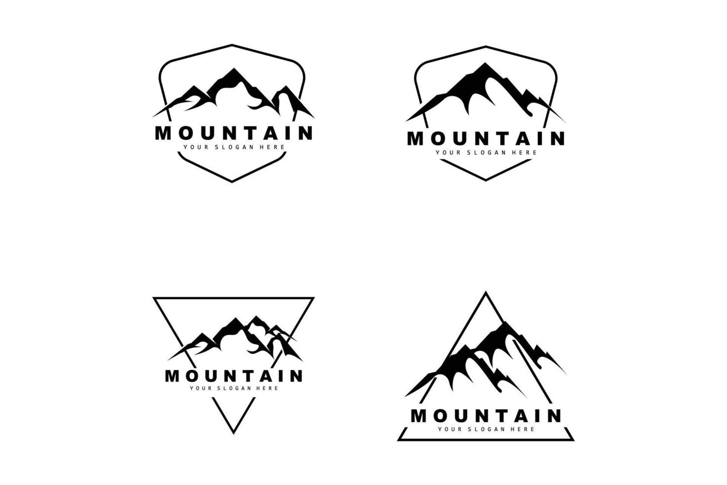 création de logo de montagne, lieu de vecteur pour randonneur amoureux de la nature