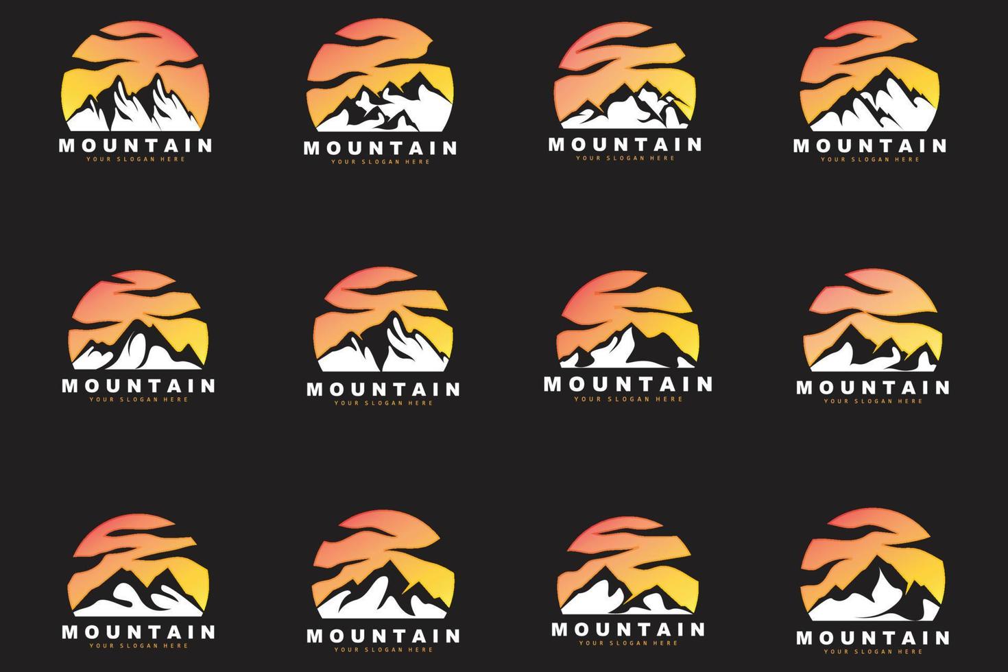 création de logo de montagne, lieu de vecteur pour randonneur amoureux de la nature