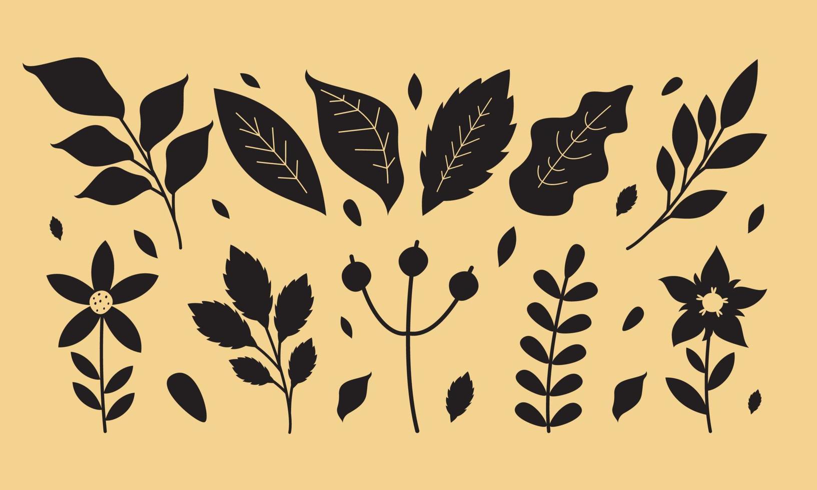 silhouette dessin de fleurs et les plantes vecteur