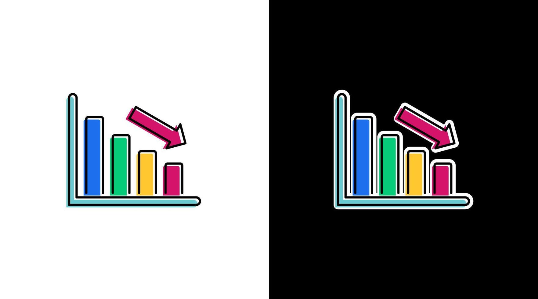 vers le bas statistique commercialisation la finance infographie Les données une analyse coloré icône graphique bar pourcentage vecteur