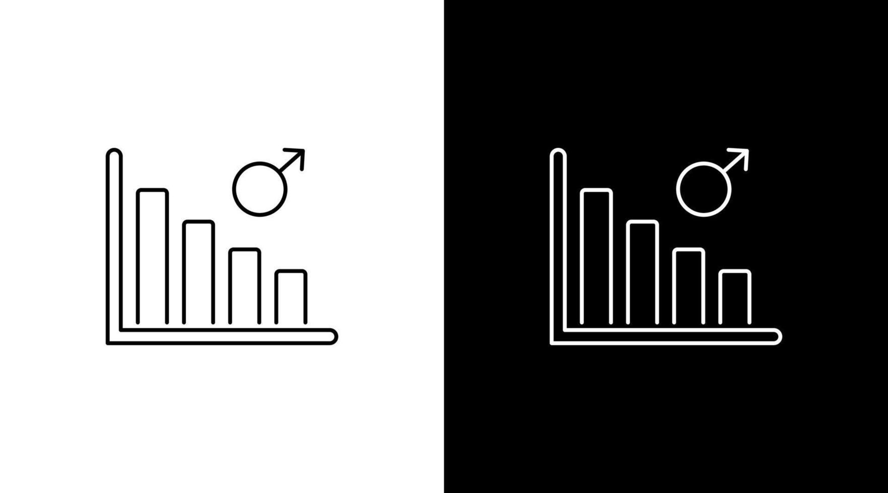 Masculin le sexe population vers le bas statistique infographie Les données une analyse contour icône conception graphique bar vecteur