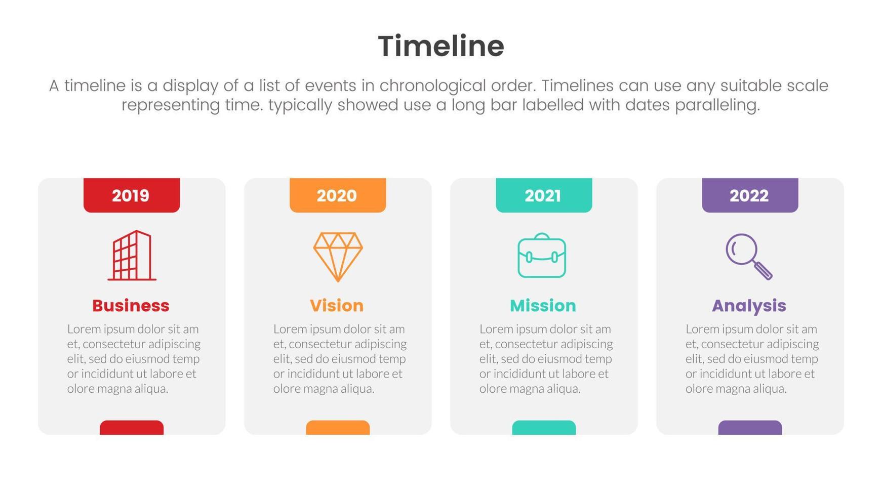 chronologie ensemble de point infographie avec gros boîte rectangle droite direction concept pour faire glisser présentation modèle bannière vecteur