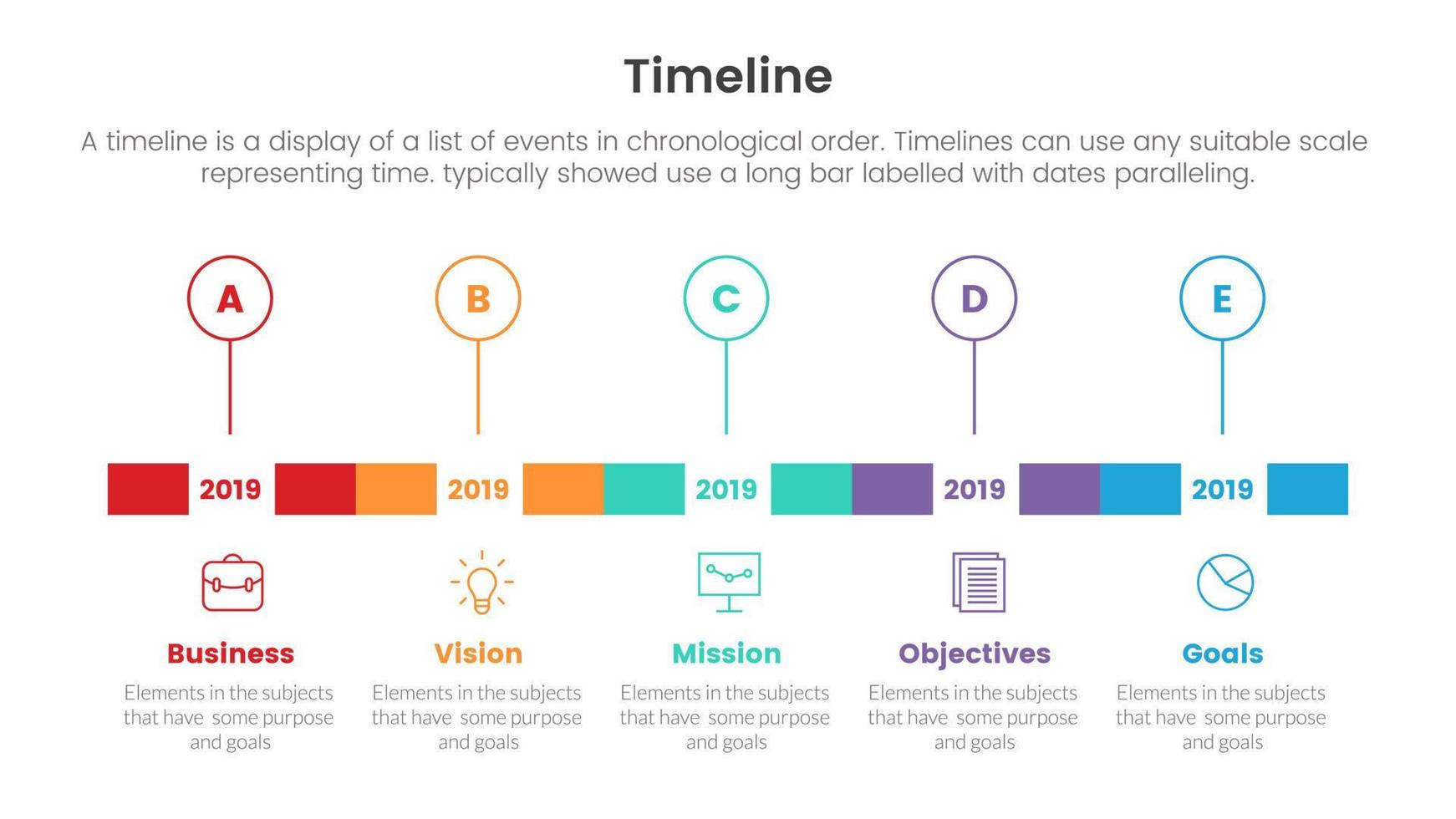 chronologie ensemble de point infographie avec rectangle boîte forme horizontal concept pour faire glisser présentation modèle bannière vecteur