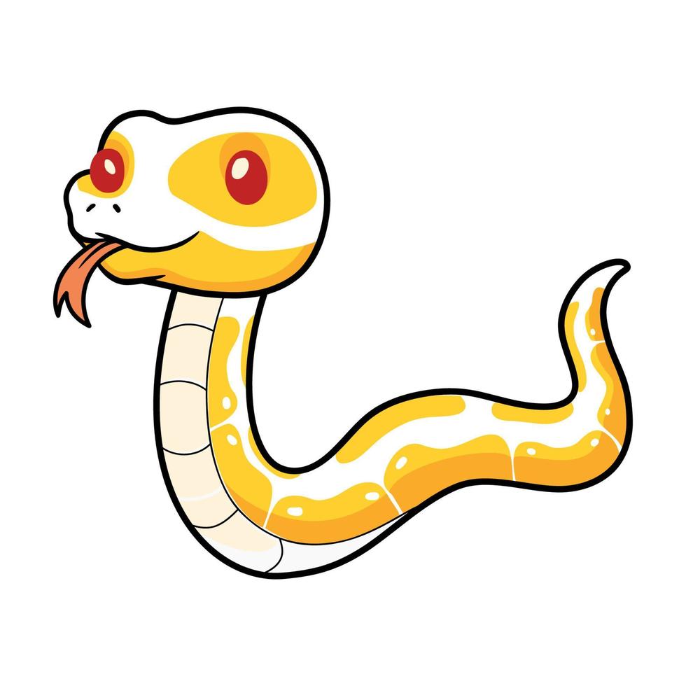 mignonne albinos Balle python serpent dessin animé vecteur