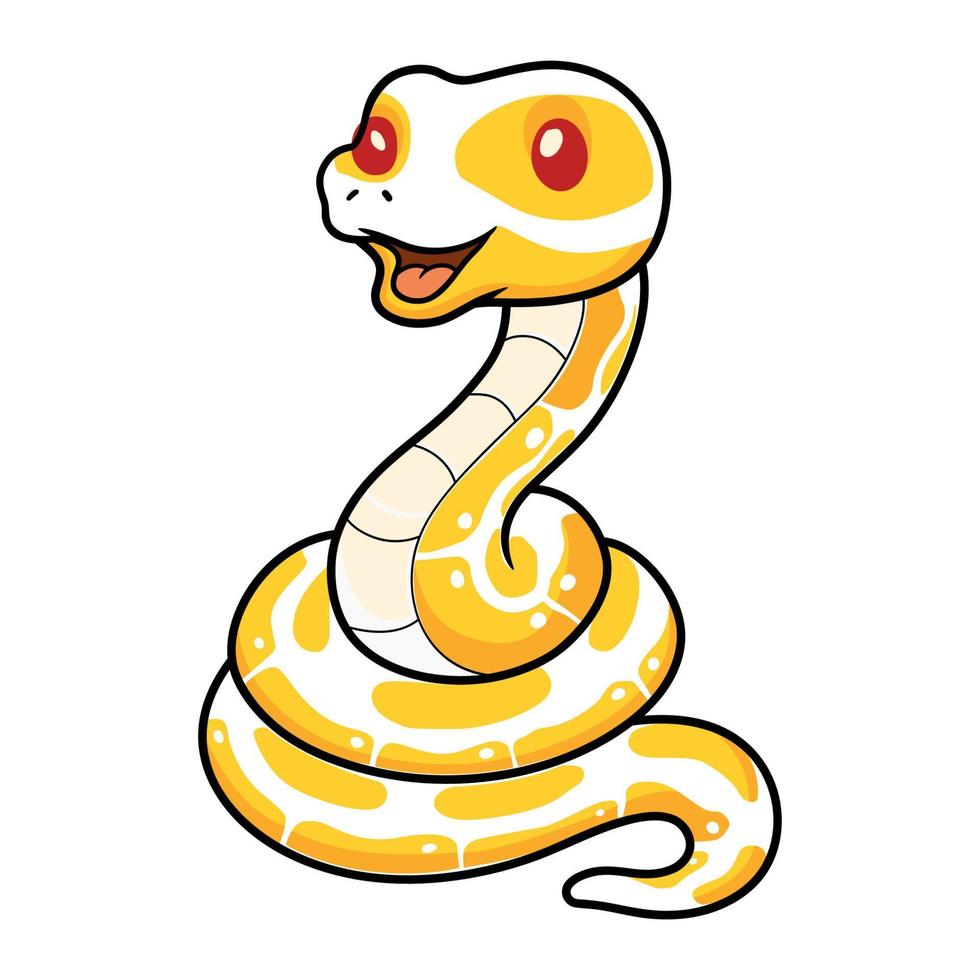 mignonne albinos Balle python serpent dessin animé vecteur