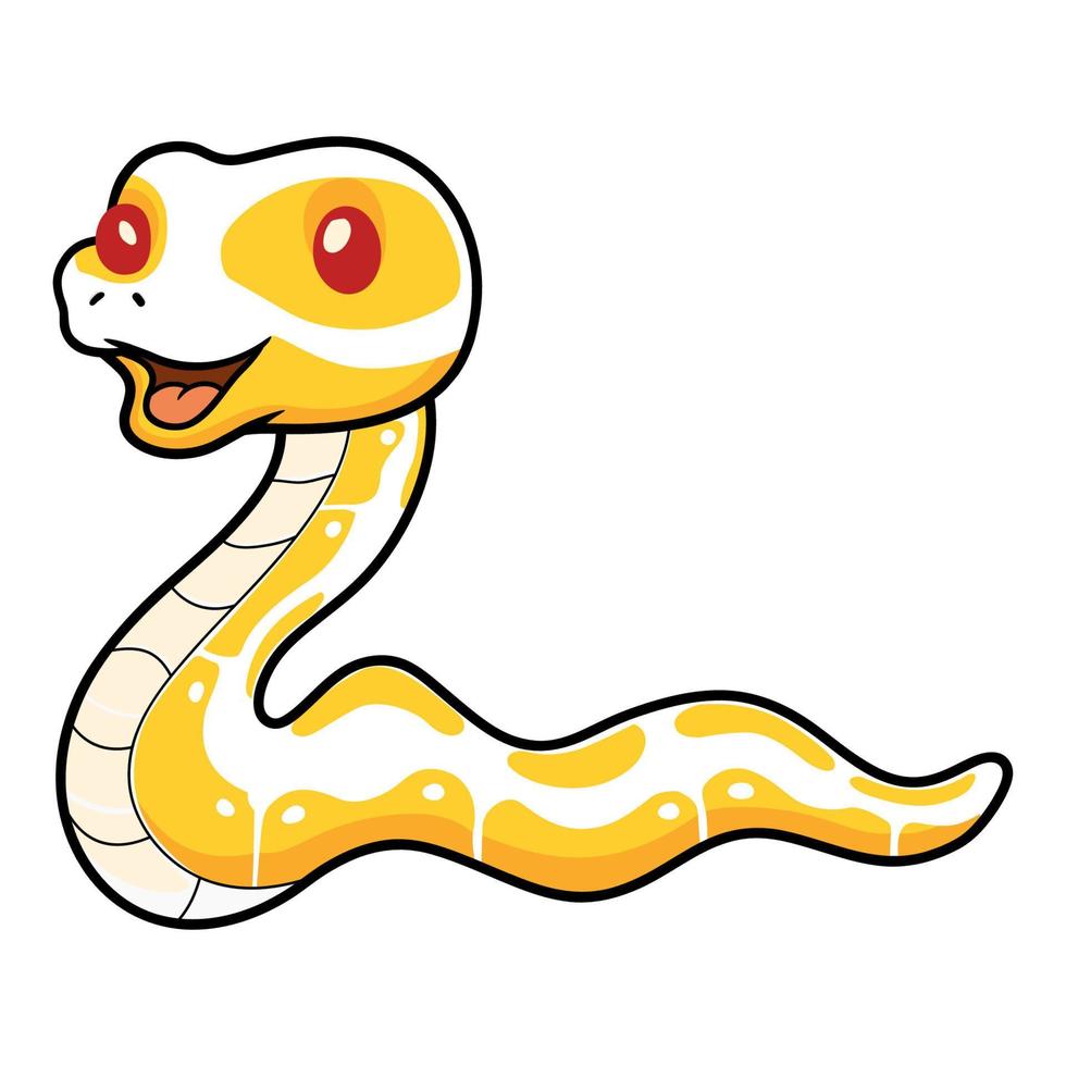 mignonne albinos Balle python serpent dessin animé vecteur