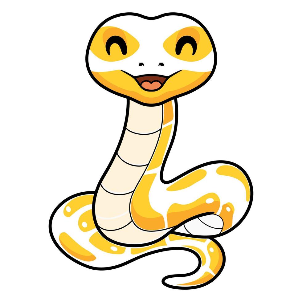 mignonne albinos Balle python serpent dessin animé vecteur