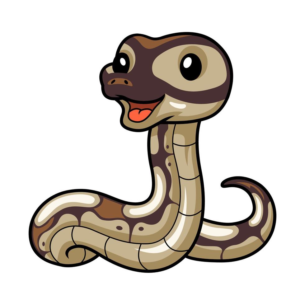 mignonne noir tête beurre Balle python dessin animé vecteur