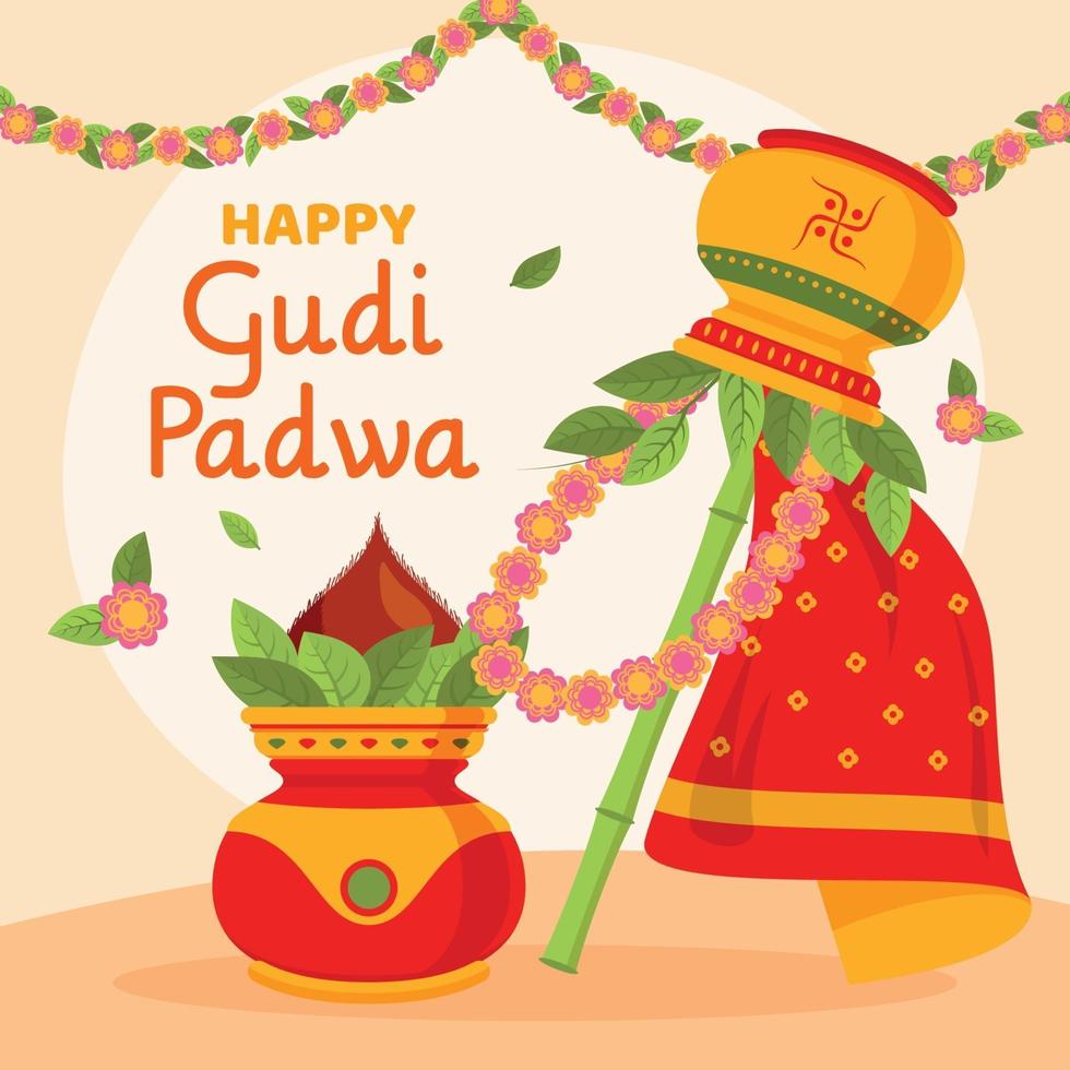 joyeux fond de gudi padwa vecteur