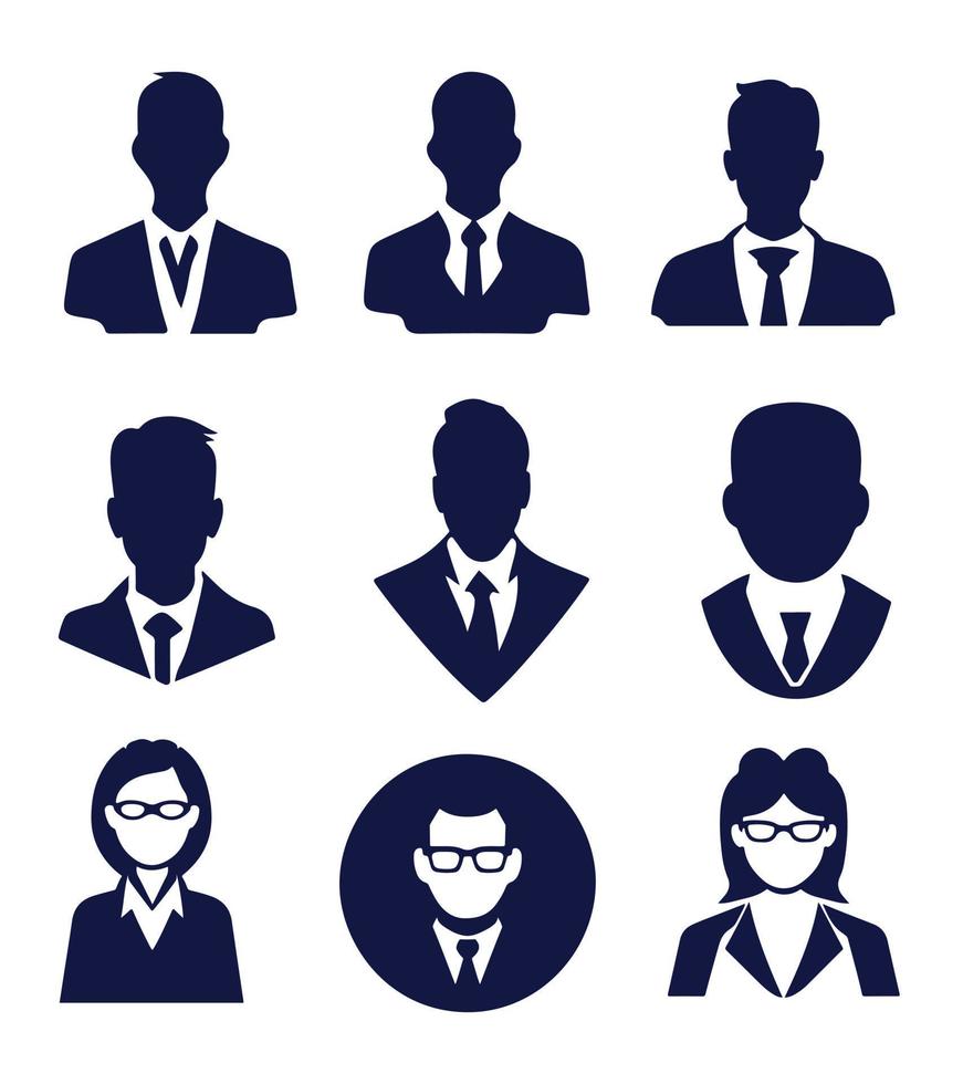 affaires gens avatar profil tête icône silhouette ensemble affaires homme femme utilisateur visage avatars Icônes silhouettes vecteur illustration