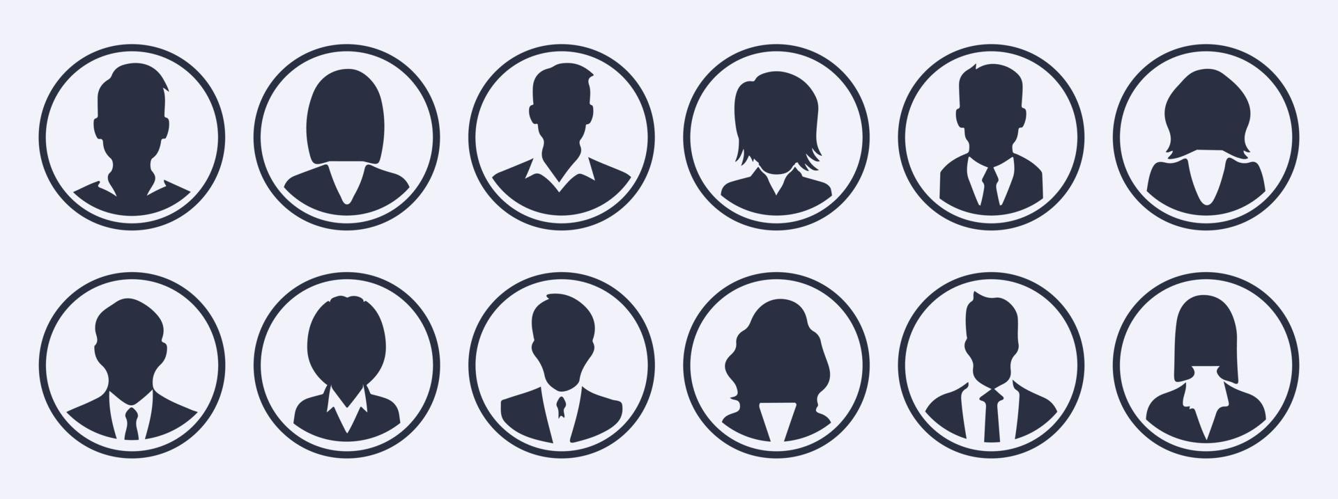 affaires gens avatar profil tête icône silhouette ensemble affaires homme femme utilisateur visage avatars Icônes silhouettes vecteur illustration