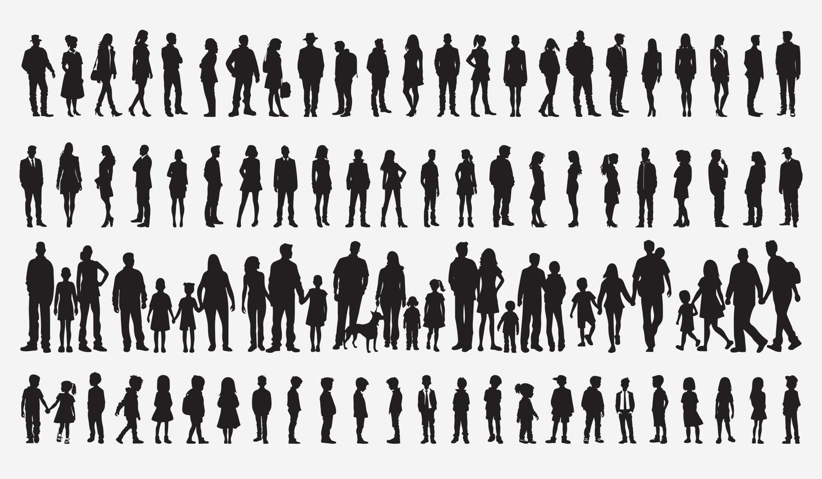 gens silhouette ensemble homme femme silhouettes foule de gens famille les enfants adulte Jeune gens jeunesse Contexte vecteur illustration