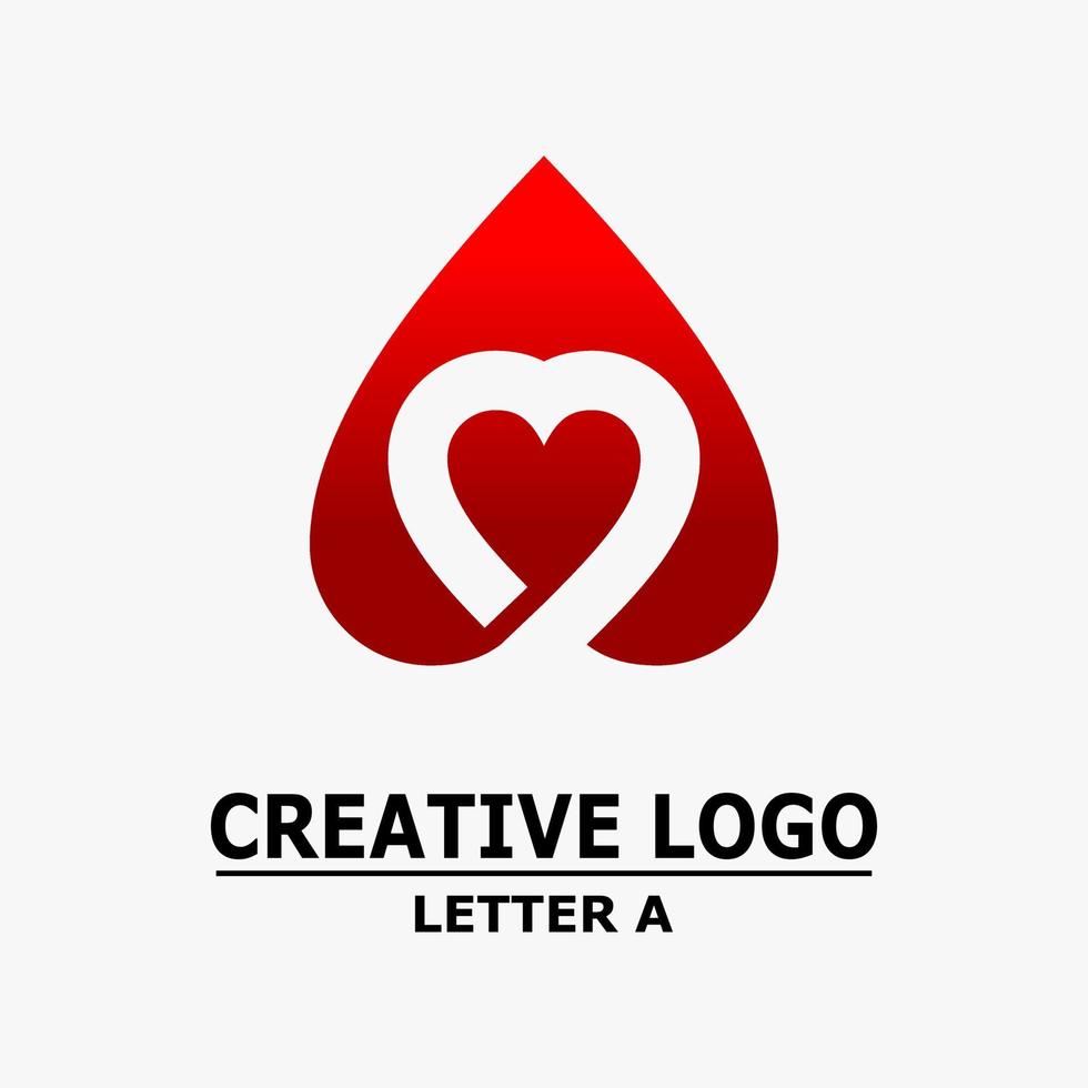 lettre une logo, cœur icône dans le cœur. abstrait affaires logo icône conception modèle vecteur