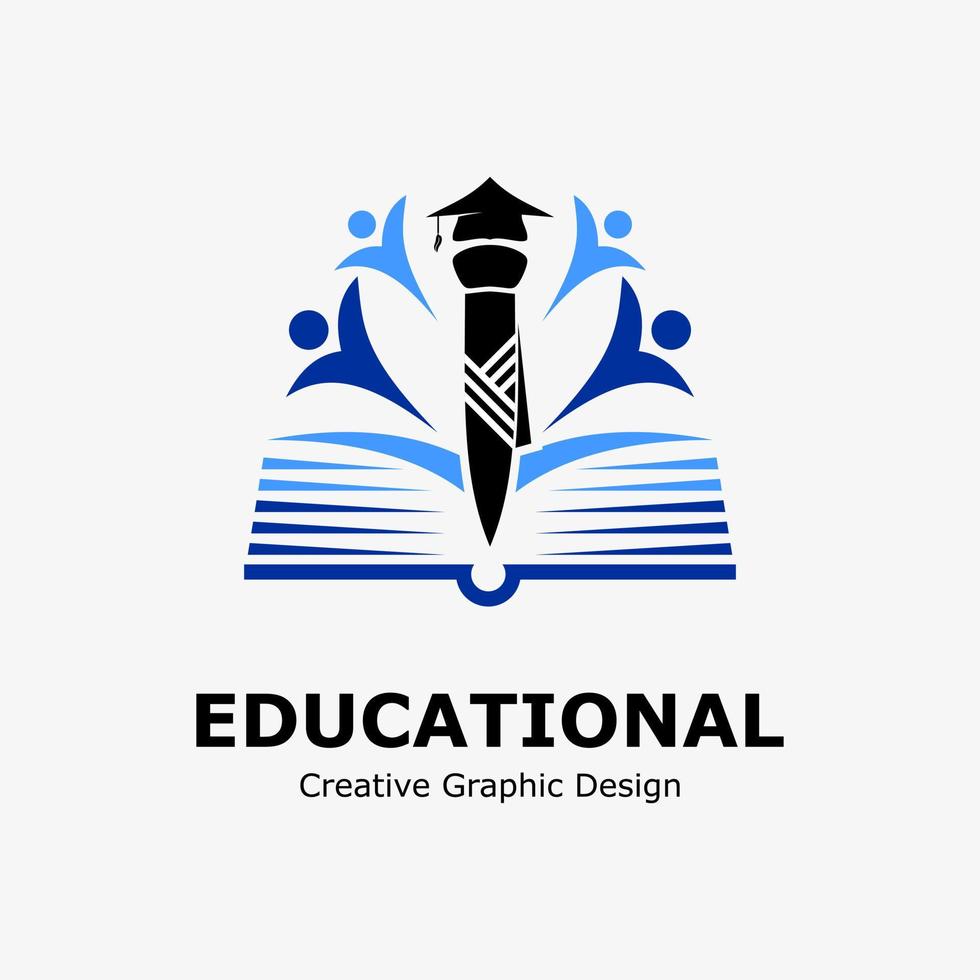 logo symbole pour éducation. livre icône, école cravate, l'obtention du diplôme chapeau et étudiant icône. éducation vecteur logo modèle.