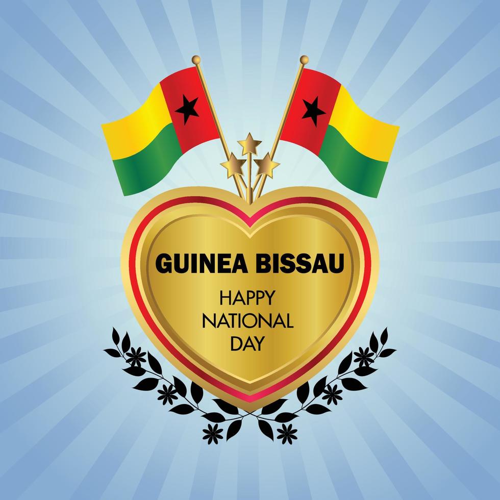 Guinée Bissau drapeau indépendance journée avec or cœur vecteur