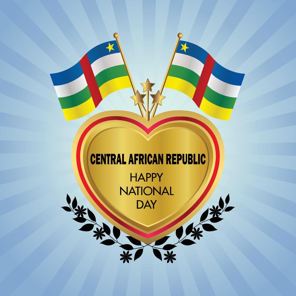 central africain république drapeau indépendance journée avec or cœur vecteur