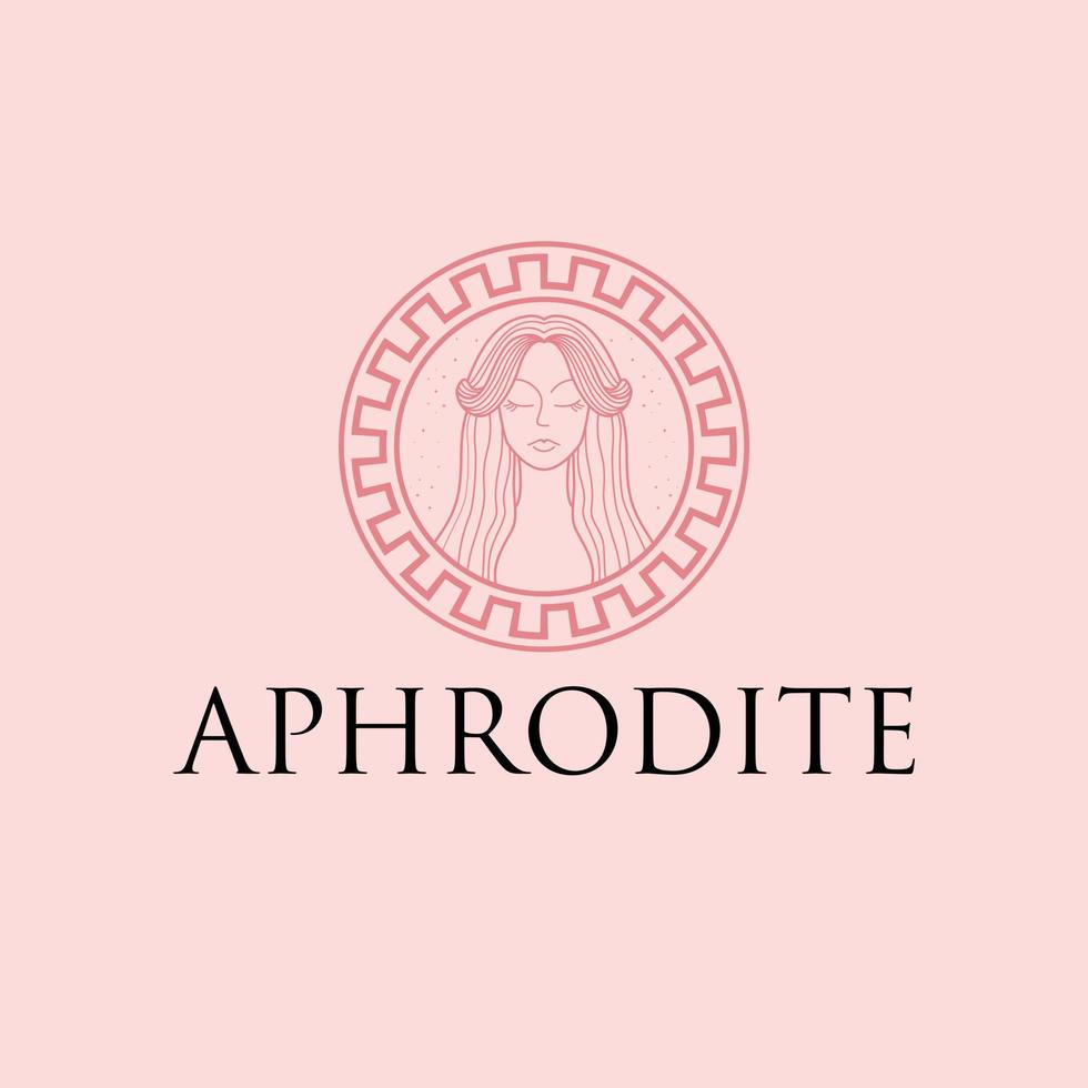 Aphrodite logo conçu. ancien déesse emblème. luxe logo pour beauté industrie. vecteur