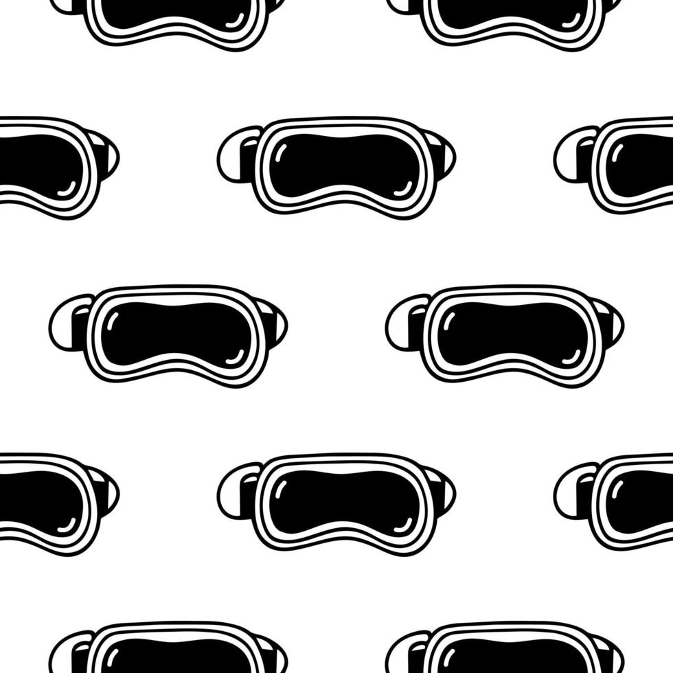 vr casque sans couture vecteur modèle. virtuel réalité lunettes. moderne technologie, gadget pour divertissement et Jeux. Facile contour, griffonnage. noir et blanc Contexte pour fonds d'écran, affiches, la toile