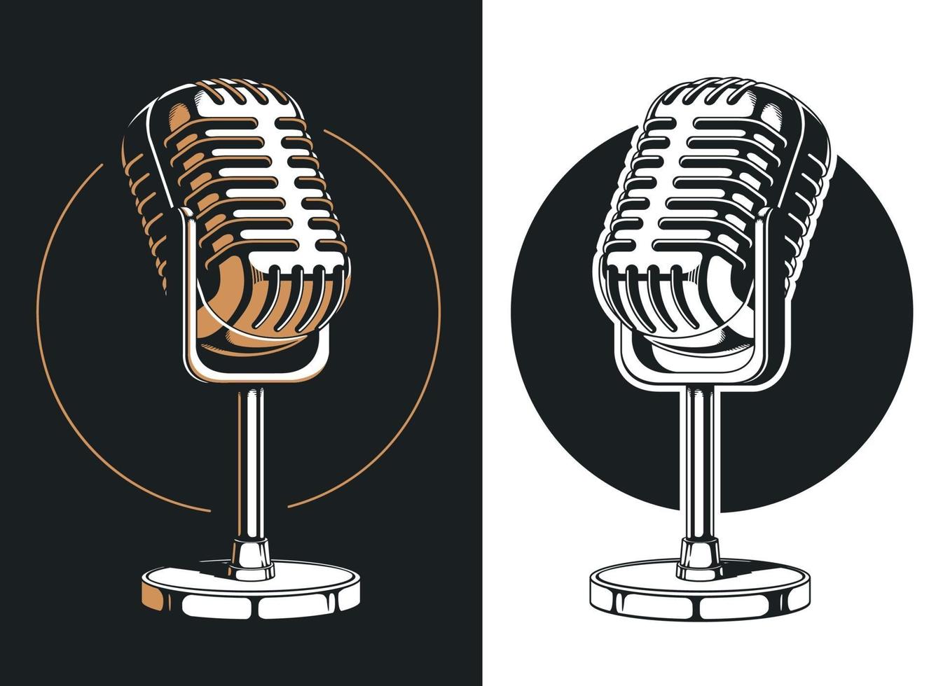 microphone de podcasting silhouette enregistrement illustration de logo isolé vecteur