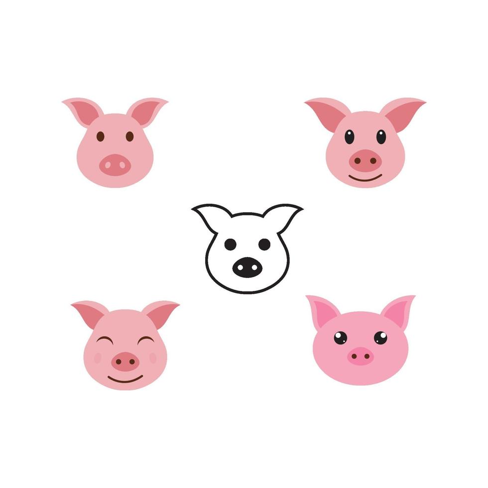 logo tête de cochon et vecteur de symbole