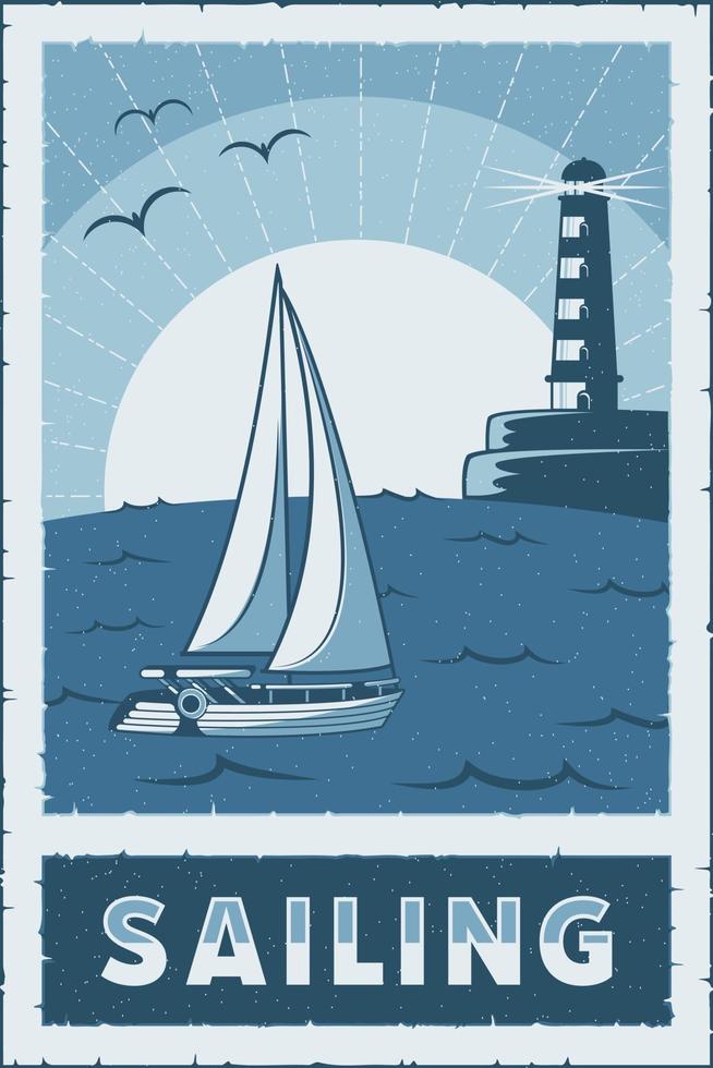 affiche de signalisation de voile rétro vecteur classique rustique