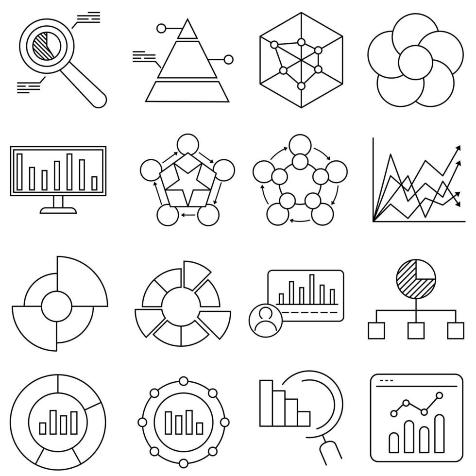 financier analytique icône vecteur ensemble. économie illustration signe collection. analytique symbole. statistique logo.