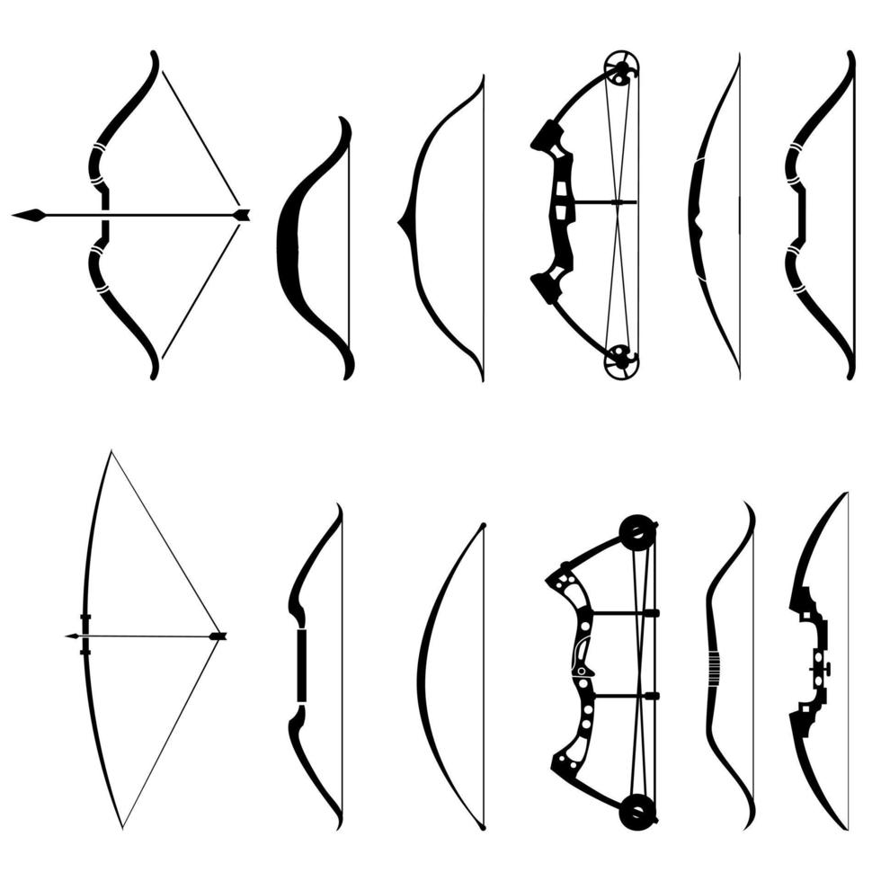 arc icône vecteur ensemble. archer illustration signe collection. tir à l'arc symbole. archer logo.