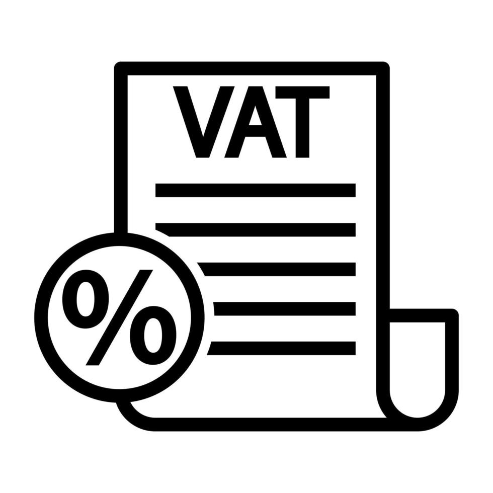 T.V.A les taxes contour vecteur icône. valeur ajoutée impôt Facile ligne illustration signe. dans l'oreille style signe pour mobile concept et la toile conception.