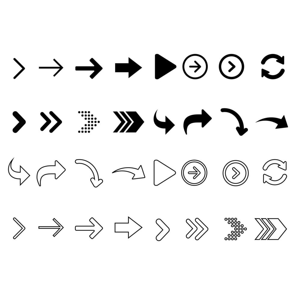 La Flèche vecteur icône. panneaux direction icône ensemble. La Flèche symbole illustration.