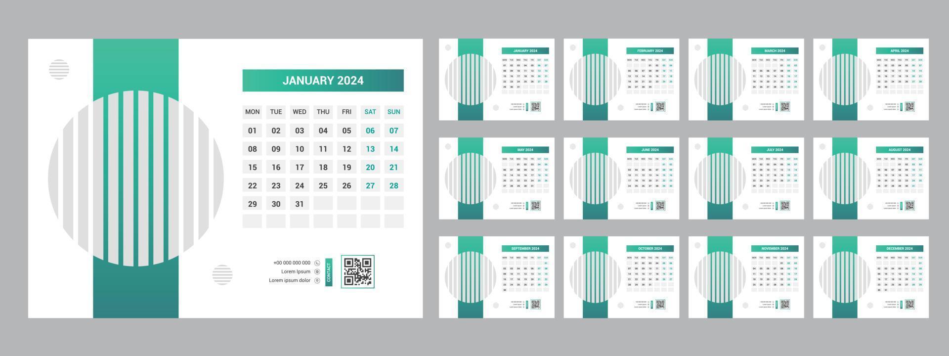 2024 bureau calendrier modèle vecteur