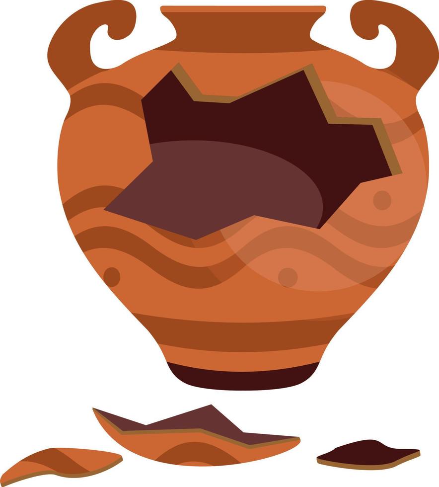 cassé ancien amphore icône avec deux poignées. vieux traditionnel ancien pot. antique argile vase pot. céramique cruche archéologique artefact. grec ou romain navire poterie pour vin, huile. vecteur
