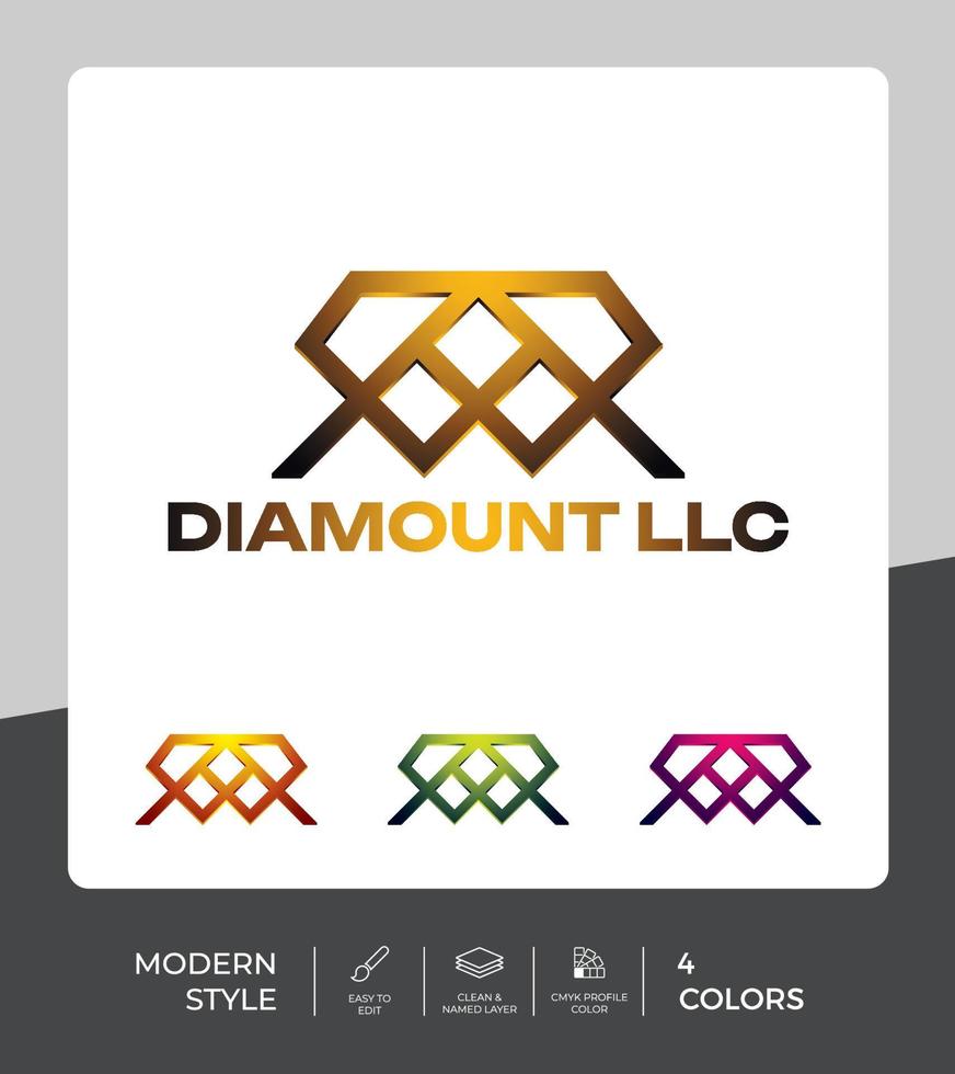 moderne diamant logo avec luxe impression vecteur