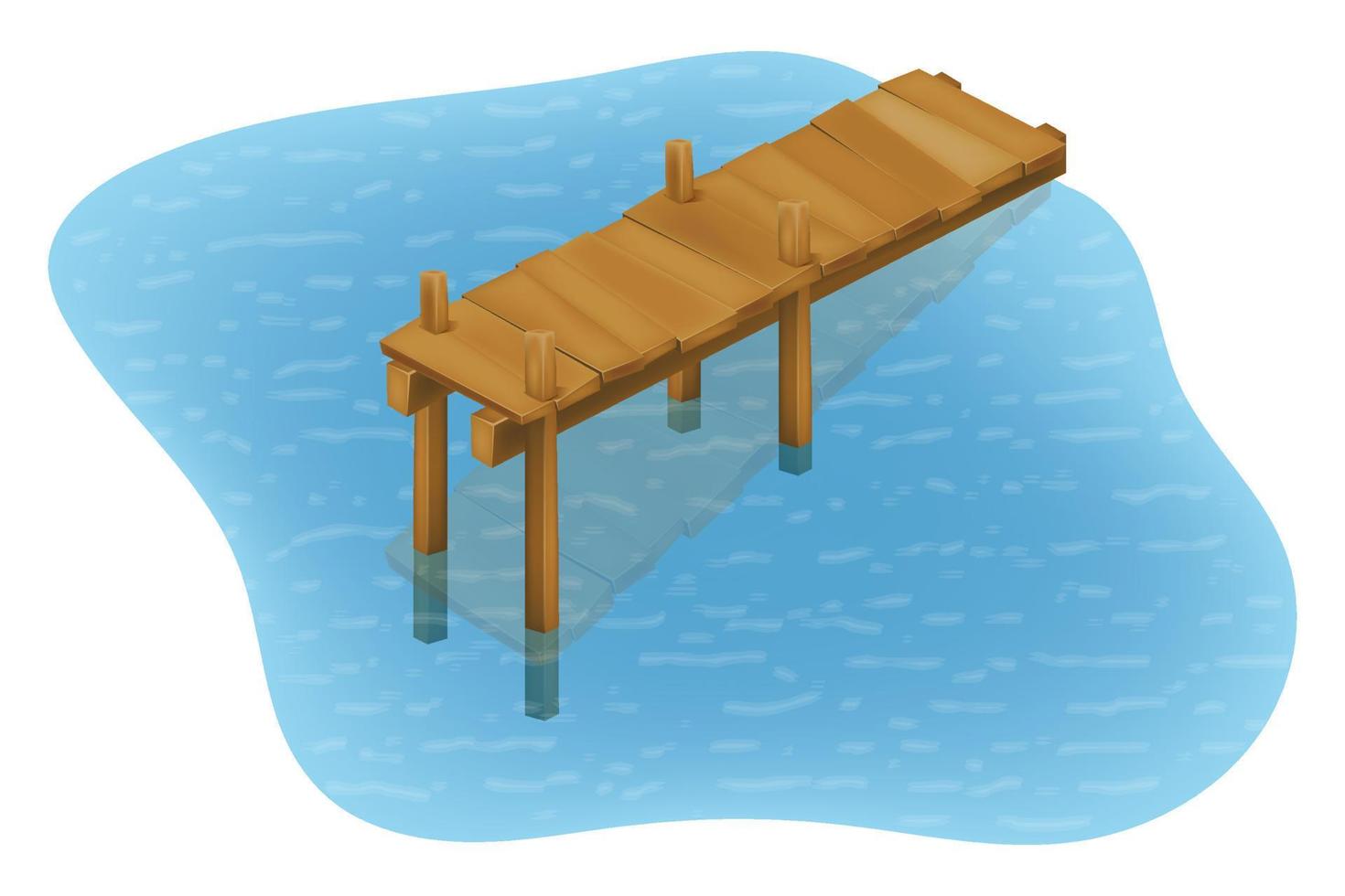 en bois vieux pont pour pêche sur une rivière ou étang vecteur illustration isolé sur blanc Contexte